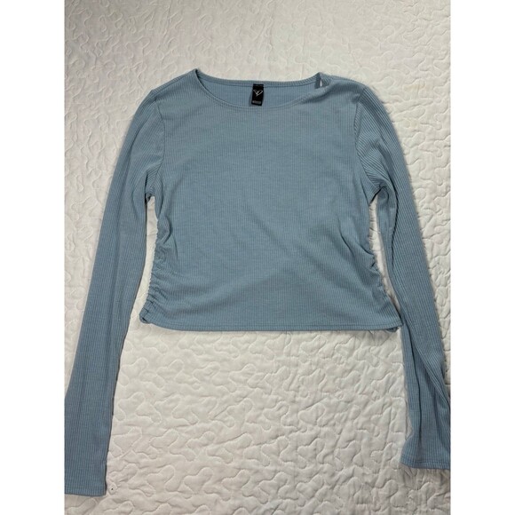 Windsor Blue Knit Ribbed Long Sleeve Open Back Shirt size large - Picture 1 of 6